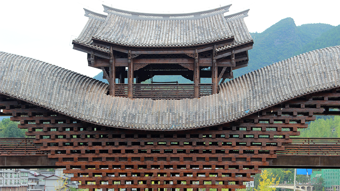 Zhuoshui vind- och regntäckt bro, Qianjiang, Chongqing